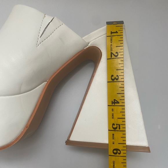 Lemon Drop White Platform Block Heel Mules - Picture 6 of 12